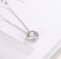 Våren 2021 Nytt S925 Silver Korean Simple Zircon Inset Pearl Pendant