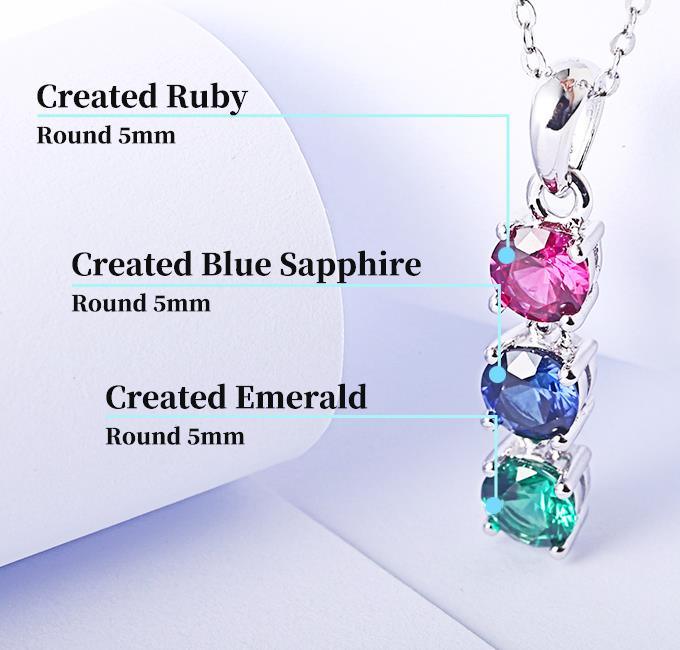 Ruby Sapphire Emerald Color Sterling Silver Pendant Stone Design 925 Pendant