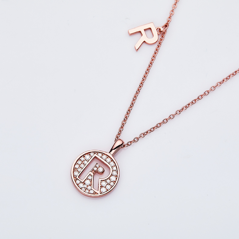 Alfabetisk serie R Lovely Rose Gold Halskjede