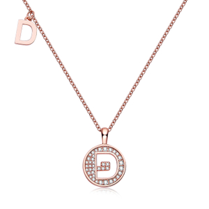 Alfabetisk serie D Lovely Rose Gold Halskjede