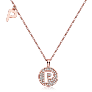 Alfabetisk serie P Lovely Rose Gold Halskjede