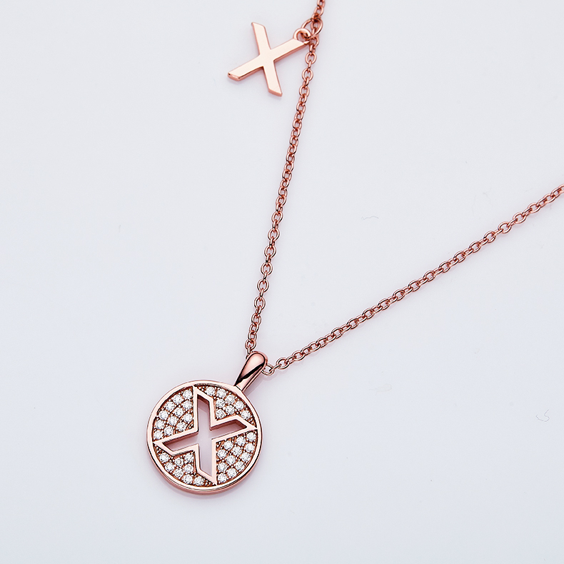 Alfabetisk serie X Lovely Rose Gold Necklace