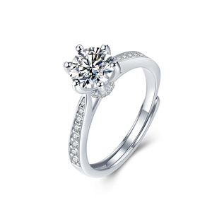 Elegant Moissanite diamantring for kvinner 925 Sterling sølvbelagt 14k hvitt gull