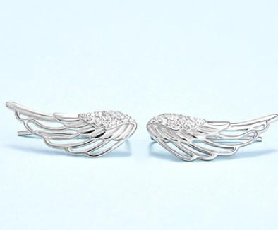 Angel Wing 925 Sterling sølv gullbelagte søte øredobber