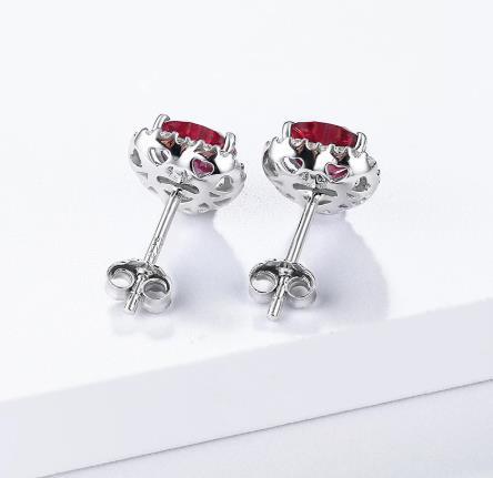 Edel og elegant Ruby 925 Sterling sølvbelagt mote øredobber