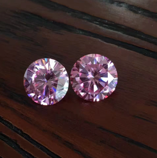 10,0-11,0 mm rosa høykvalitets DEF rund briljantskåret moissanite for smykkefremstilling