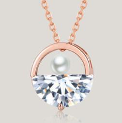 Våren 2021 Nytt S925 Silver Korean Simple Zircon Inset Pearl Pendant