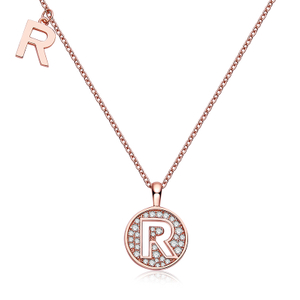 Alfabetisk serie R Lovely Rose Gold Halskjede