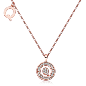 Alfabetisk serie Q Lovely Rose Gold Halskjede