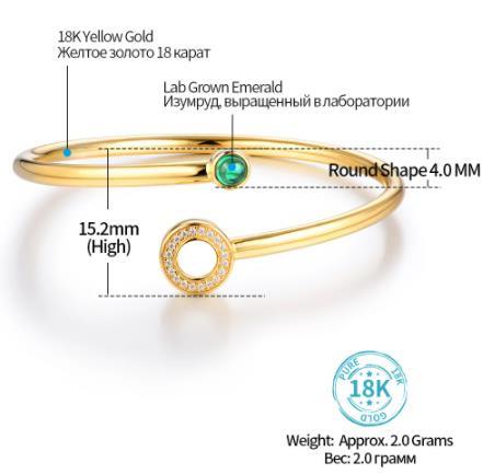 Bestemor Emerald Armbånd kvinners 18K gull romantisk forlovelse gave