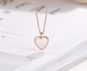 S925 Sølvmynt Mother Shell Love Clavicle Chain Small Fresh Accessories