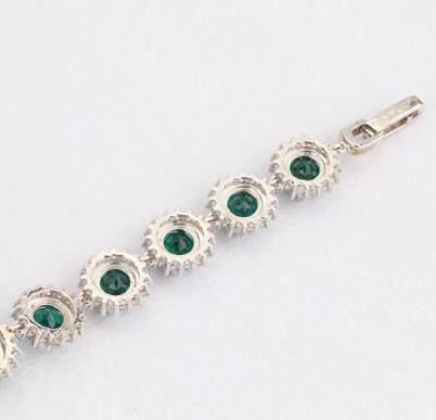 Kunstig Emerald Rund damemote 925 Sterling Sølv klassisk armbånd