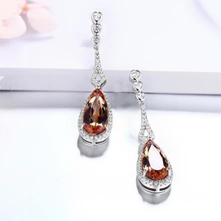 Brown Gem Elegant Water Drop 925 Sterling Silver Gold Plating øredobber