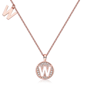 Alfabetisk serie W Lovely Rose Gold Halskjede