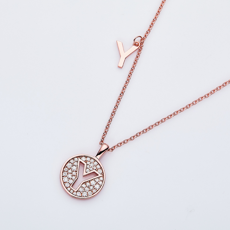 Alfabetisk serie Y Lovely Rose Gold Necklace