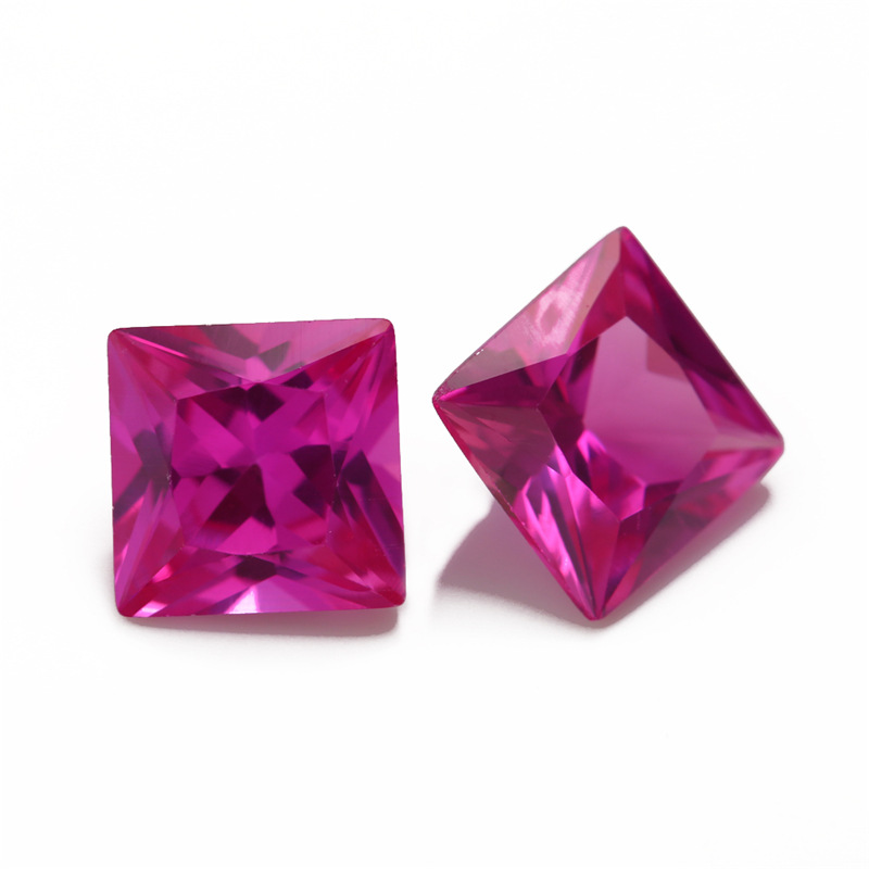 3# Princess Ruby Synthetic Ruby Square rettvinklet spiss bare stein