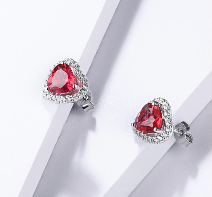 Edel og elegant Ruby 925 Sterling sølvbelagt mote øredobber