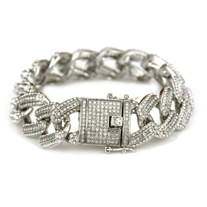 Iced cubansk kjede mote messing armbånd hvit cubic zirconia smykker hip hop mote