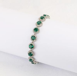 Kunstig Emerald Rund damemote 925 Sterling Sølv klassisk armbånd