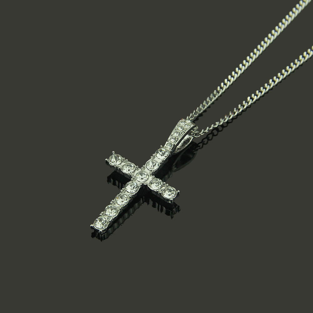 Hip Hop Religious Cross Ecklace Sølv anheng