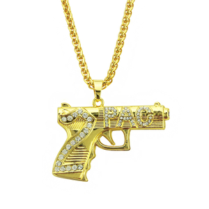 Hip Hop pistol og brev halskjede Diamond Inlay Anheng