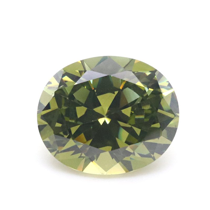 VVS Olivengrønn 5A Oval 3EX Cubic Zirconia