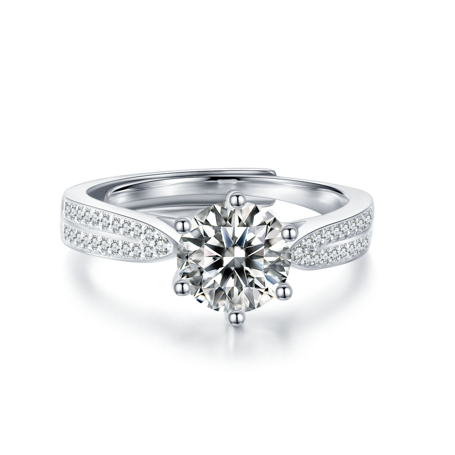 Luksus Design Moissanite 925 Sterling Sølv Smykker Dame Gifteringer Forskjellige størrelser Engros