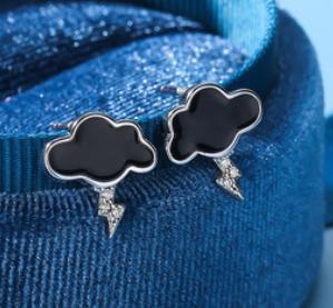 Weather Series 925 Sterling Sølv Gullbelagte Little Dark Clouds øredobber