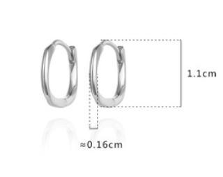 Geometric Series 925 Sterlingsølv Gullbelagte ovale øredobber