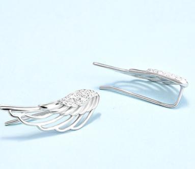 Angel Wing 925 Sterling sølv gullbelagte søte øredobber