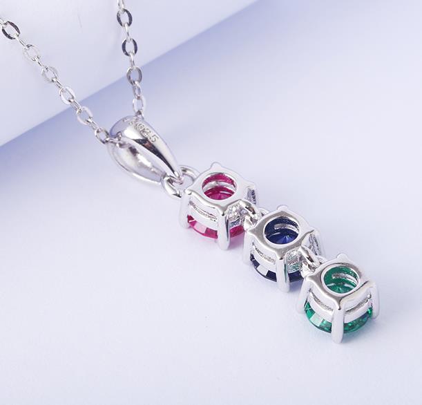 Ruby Sapphire Emerald Color Sterling Silver Pendant Stone Design 925 Pendant