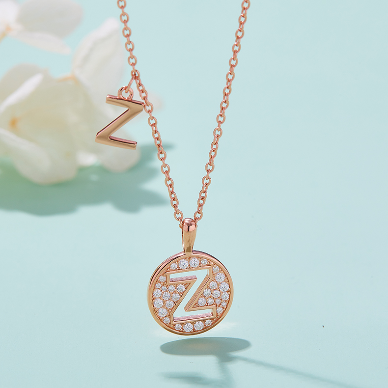 Alfabetisk serie Z Lovely Rose Gold Halskjede