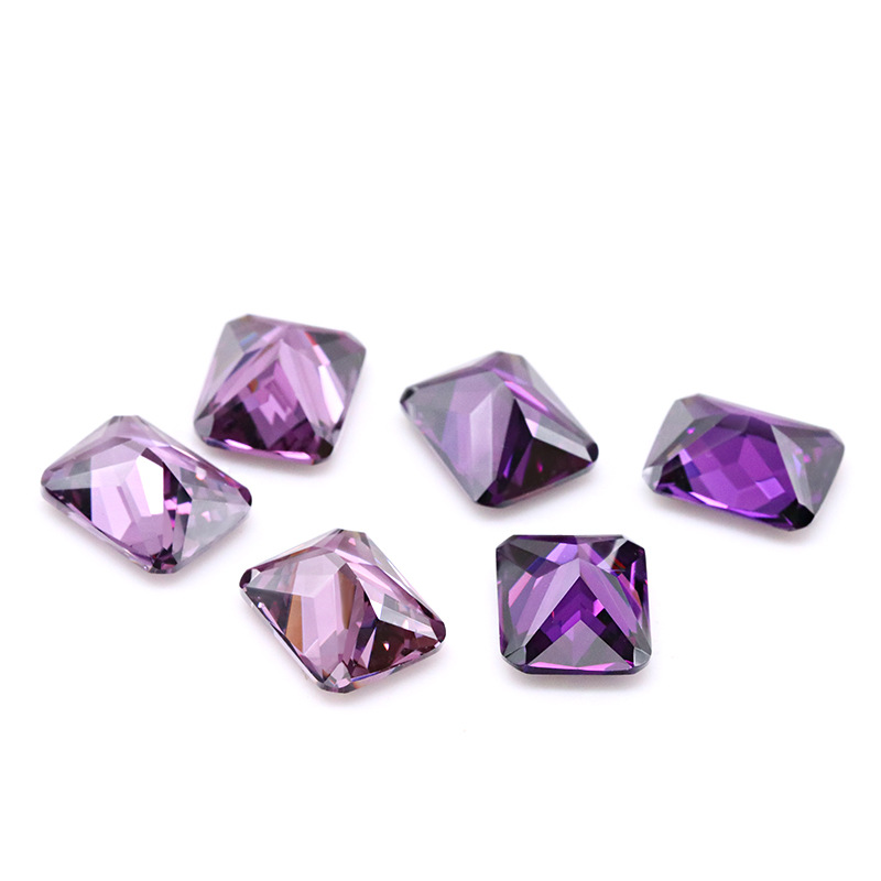 Fuchsia 3A Krystall DEF Farge VVS 3EX Rektangulær Cubic Zirconia