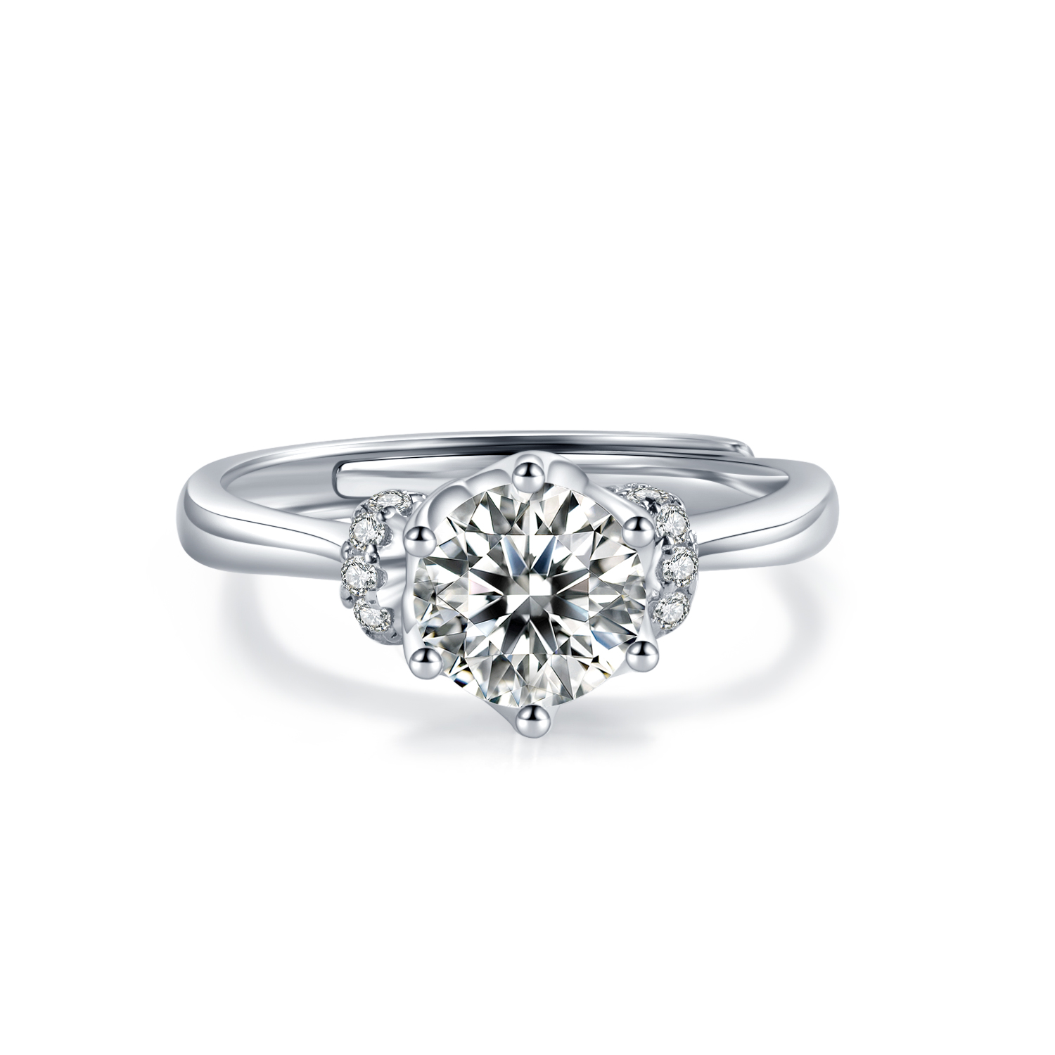 Klassisk 1CT Moissanite diamantring 925 sterlingsølv ringer smykker delikat giftering