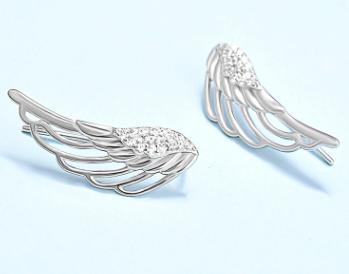 Angel Wing 925 Sterling sølv gullbelagte søte øredobber