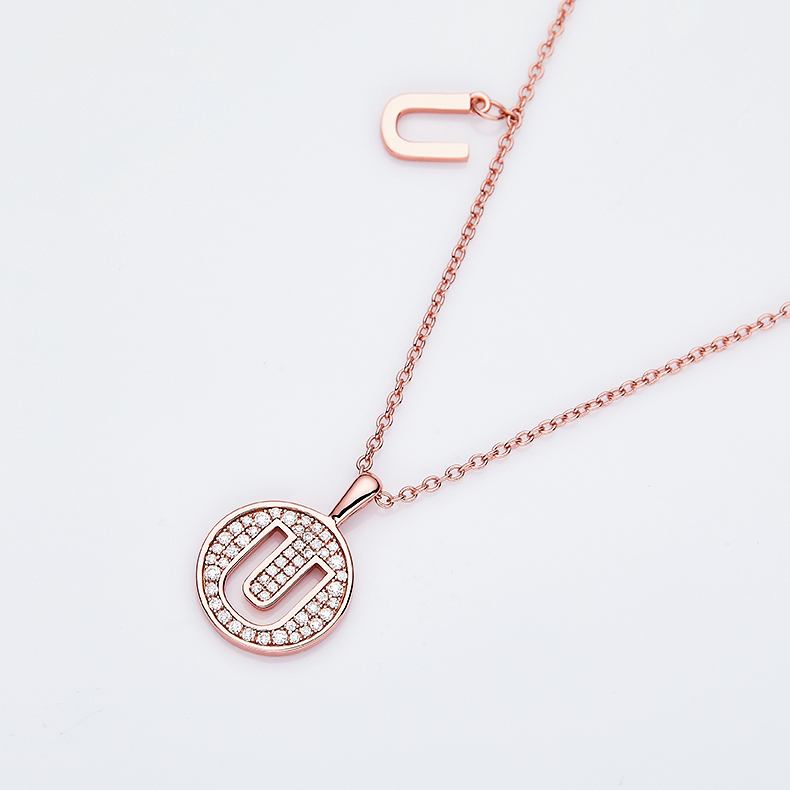 Alfabetisk serie U Lovely Rose Gold Necklace