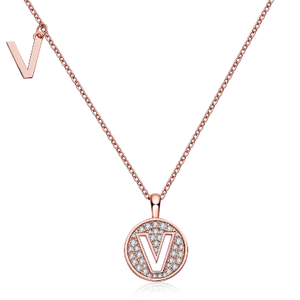 Alfabetisk serie V Lovely Rose Gold Necklace