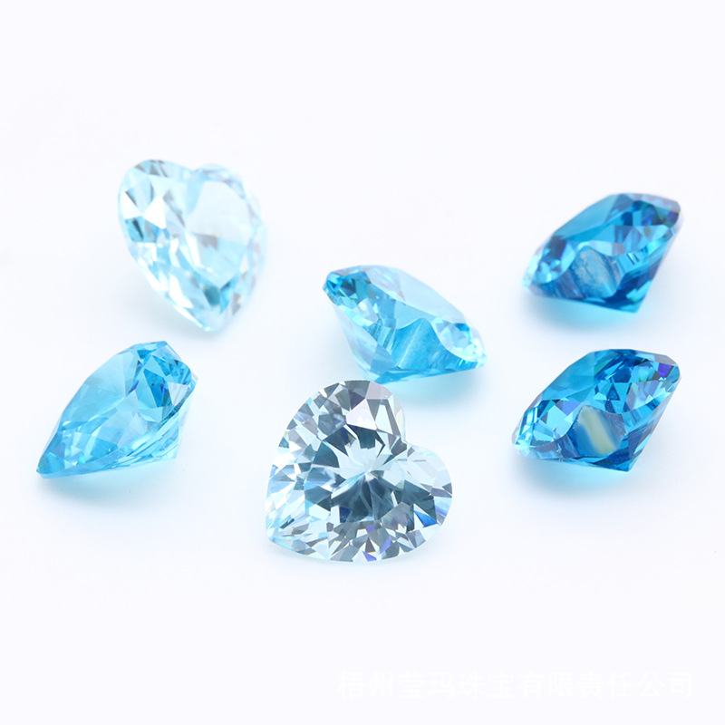 Factory Engros 3A Blue Heart Cut Cubic Zirconia