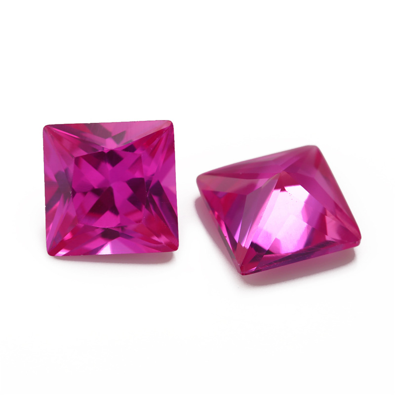 3# Princess Ruby Synthetic Ruby Square rettvinklet spiss bare stein