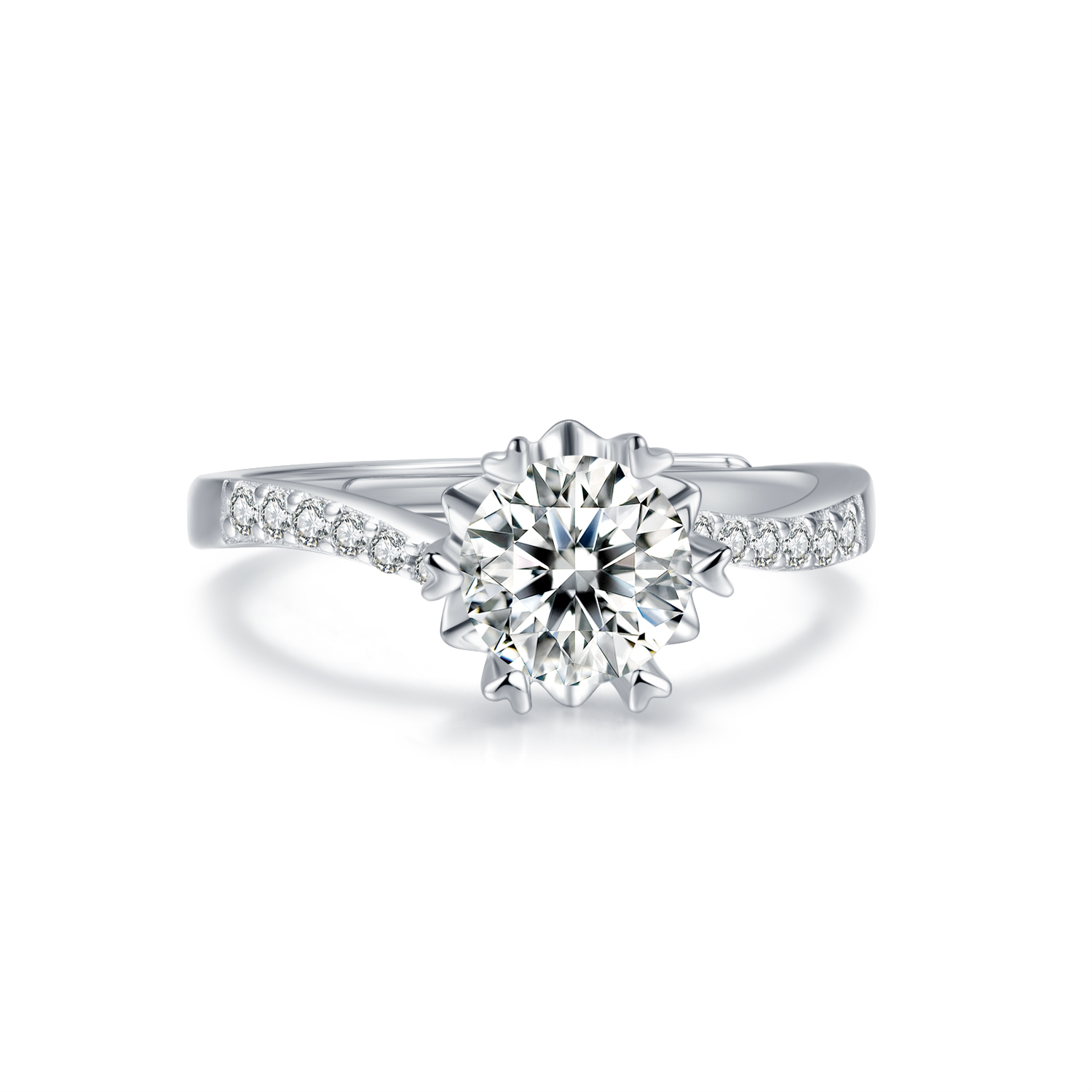 Kvinner Moissanite Ring 1CT Gh Farge S925 diamantsmykker sølv bryllupsringer