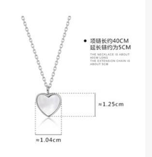 S925 Sølvmynt Mother Shell Love Clavicle Chain Small Fresh Accessories