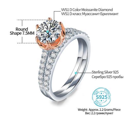 Solid Lab Grown Diamond D Color Moissanite forlovelsesring