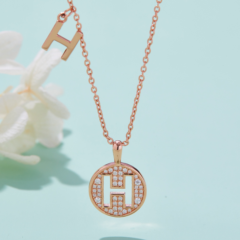 Alfabetisk serieH Lovely Rose Gold Halskjede