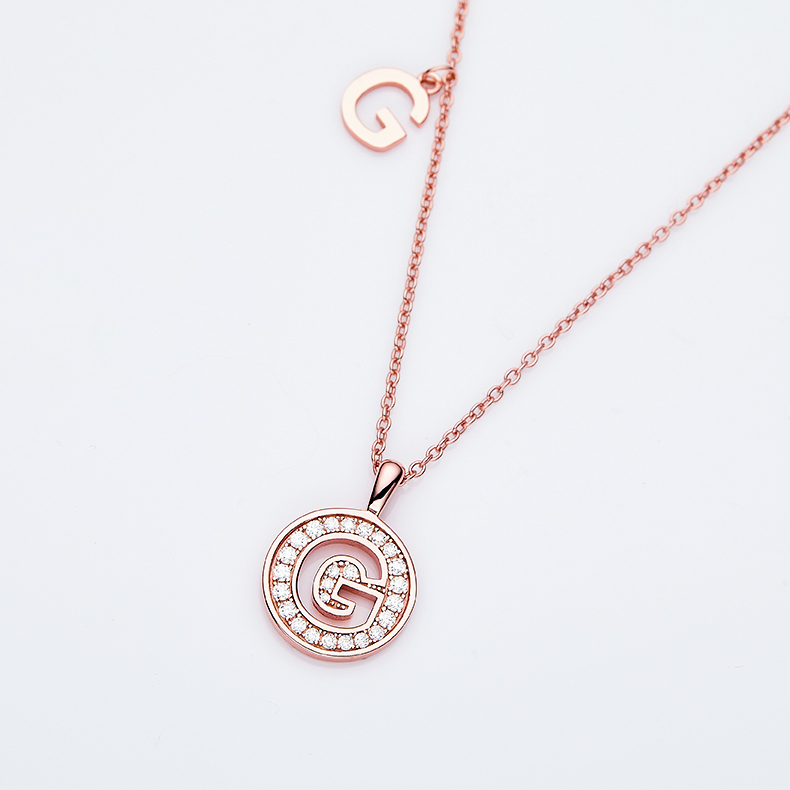 Alfabetisk serie G Lovely Rose Gold Halskjede