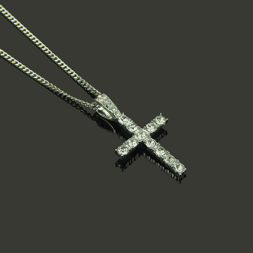 Hip Hop Religious Cross Ecklace Sølv anheng