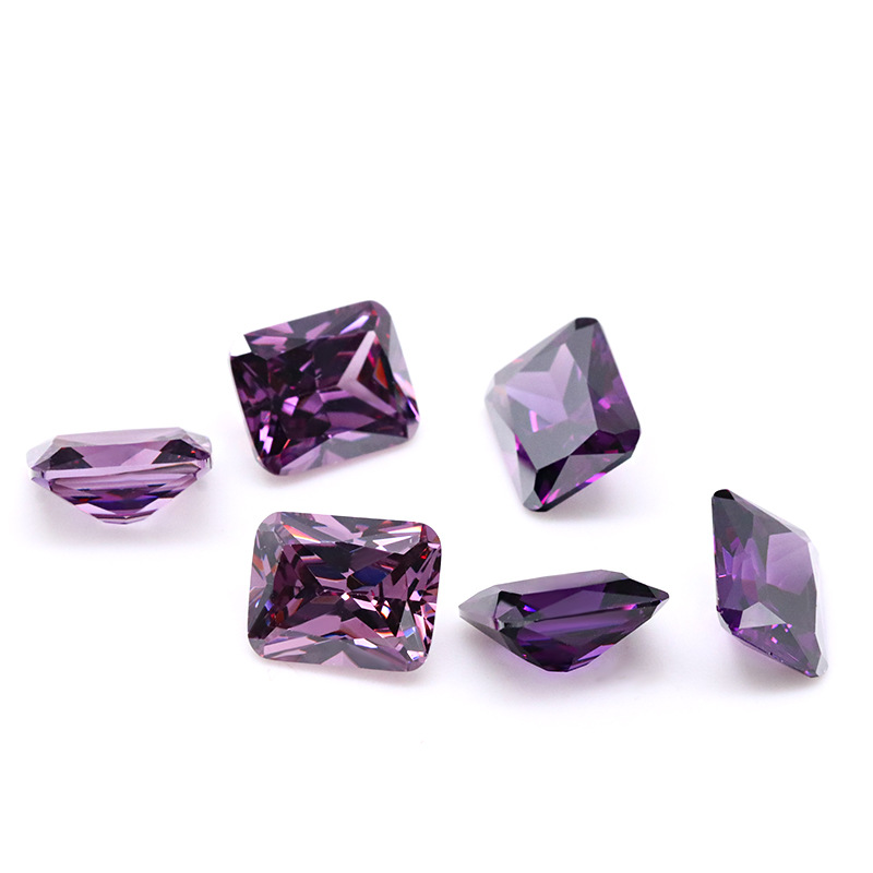 Fuchsia 3A Krystall DEF Farge VVS 3EX Rektangulær Cubic Zirconia