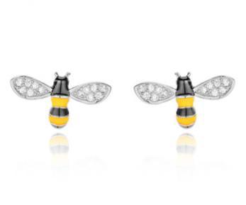 Cute Animal Series 925 Sterling Sølv Gullbelagte Honeybee øredobber