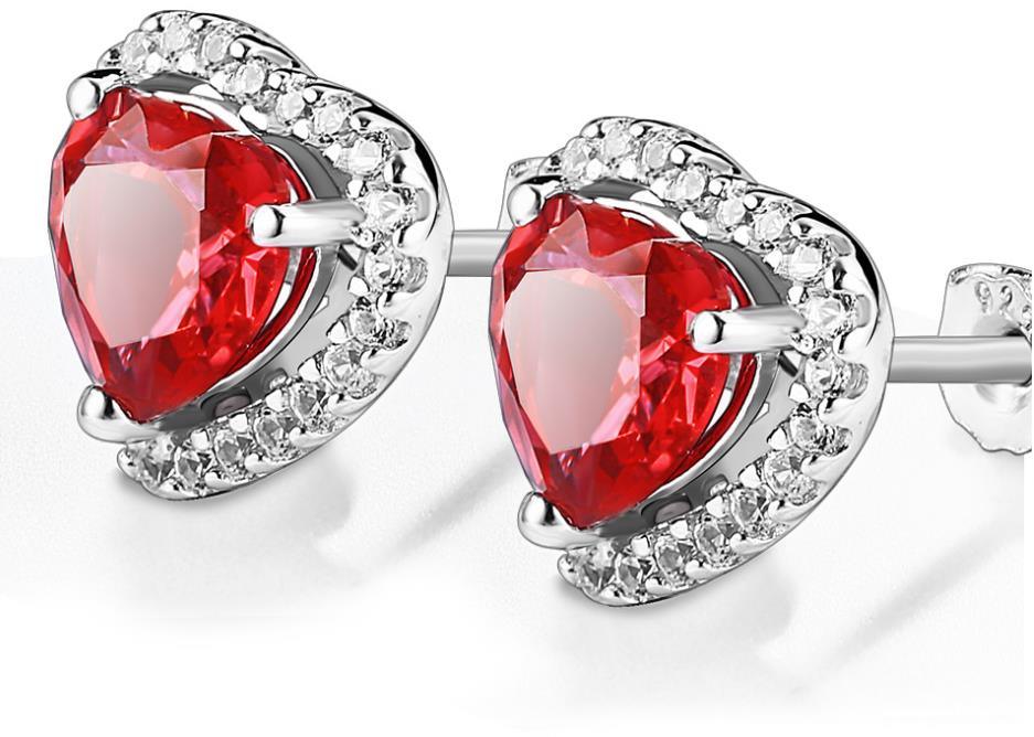 Edel og elegant Ruby 925 Sterling sølvbelagt mote øredobber