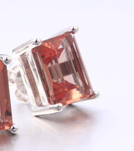 Brune 3EX Cut Gem 925 Sterling sølvbelagt mote øredobber