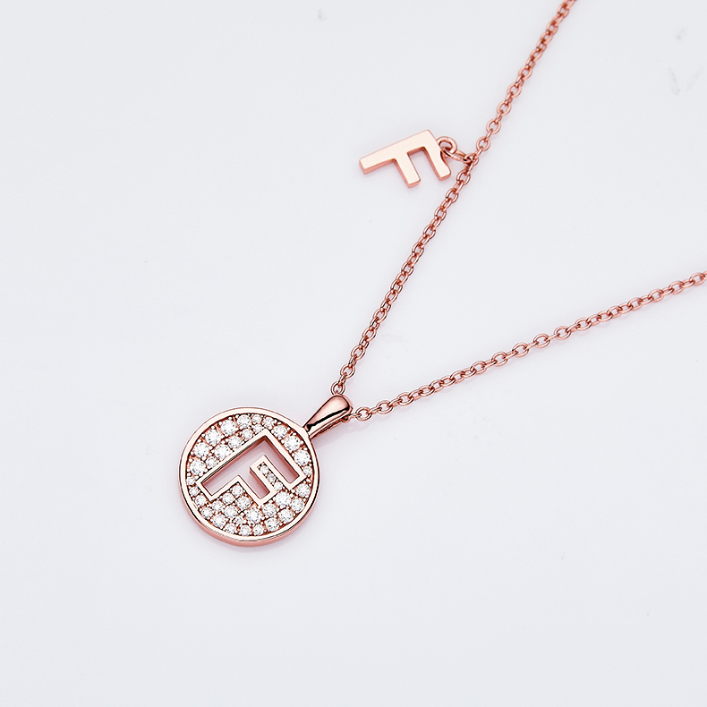 Alfabetisk serie F Lovely Rose Gold Halskjede